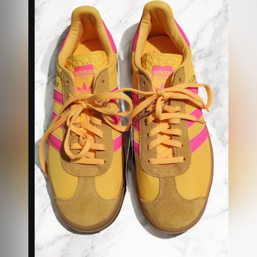 Adidas Bright Yellow and Pink Sneakers